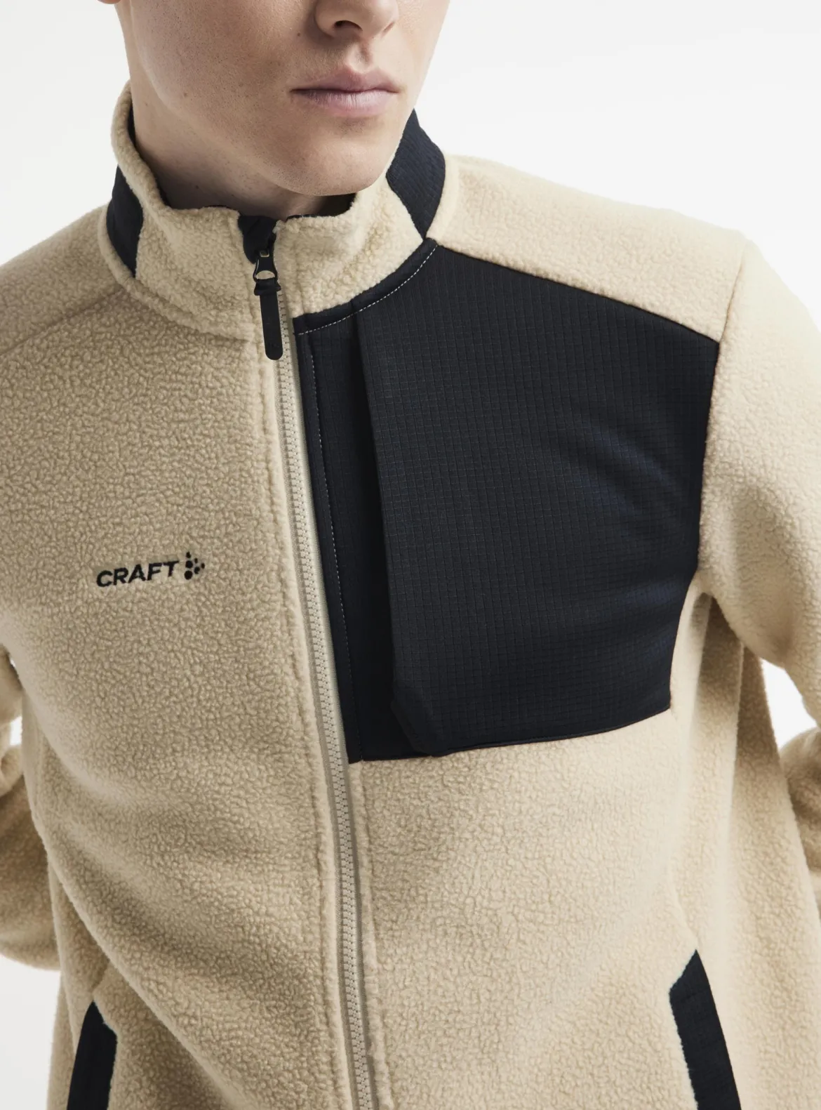 Men's ADV Explore Pile Fleece Jacket - ECRU-BLACK