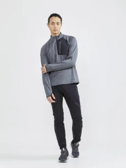 Men's Core Trim Thermal Midlayer - Dk Grey Melange