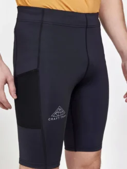 Men's Pro Trail Running Short Tights - Black