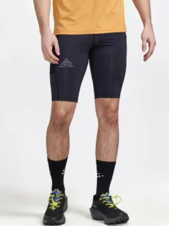 Men's Pro Trail Running Short Tights - Black