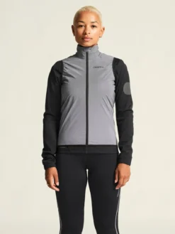 Women's Adv Essence Lumen Wind Vest - Silver Reflective/Black