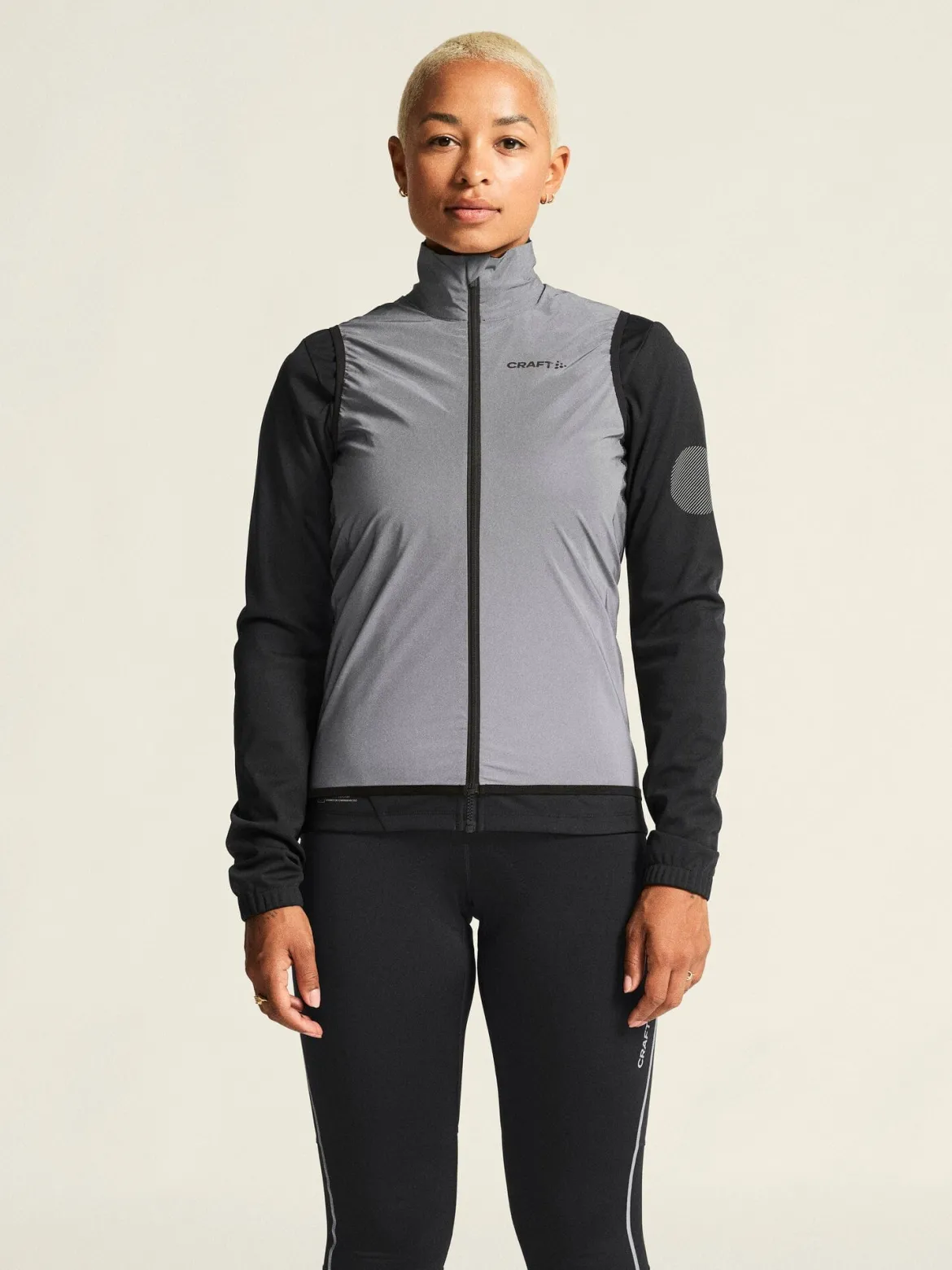 Women's Adv Essence Lumen Wind Vest - Silver Reflective/Black