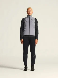 Women's Adv Essence Lumen Wind Vest - Silver Reflective/Black