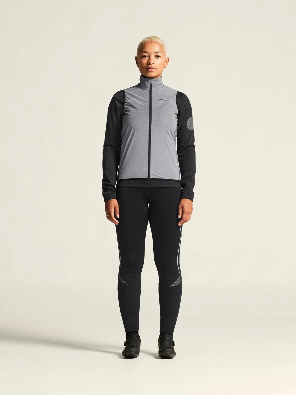 Women's Adv Essence Lumen Wind Vest - Silver Reflective/Black