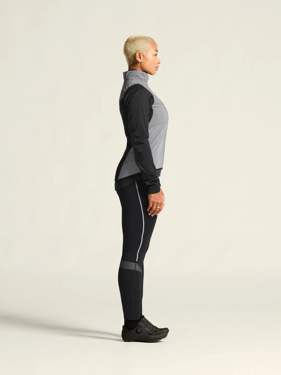 Women's Adv Essence Lumen Wind Vest - Silver Reflective/Black