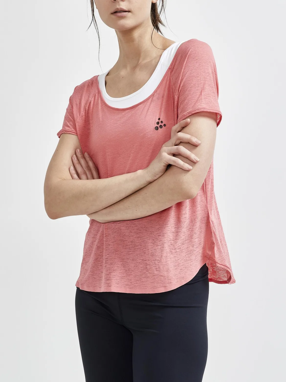 Women's Core Charge Cross Back Tee - CORAL