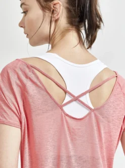 Women's Core Charge Cross Back Tee - CORAL