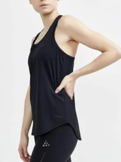 Women's Core Charge Rib Singlet - Black