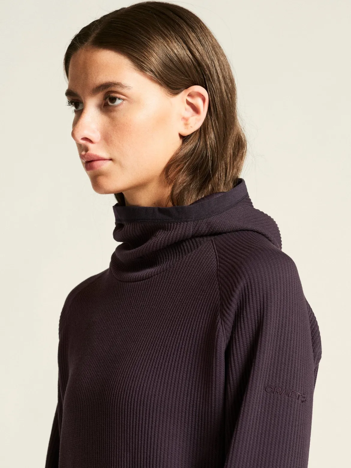 Women's Grid Hood - DK PLUM