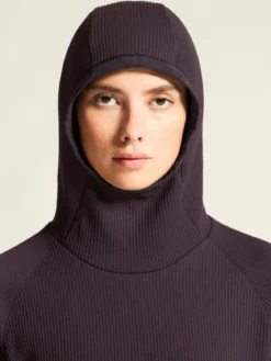 Women's Grid Hood - DK PLUM