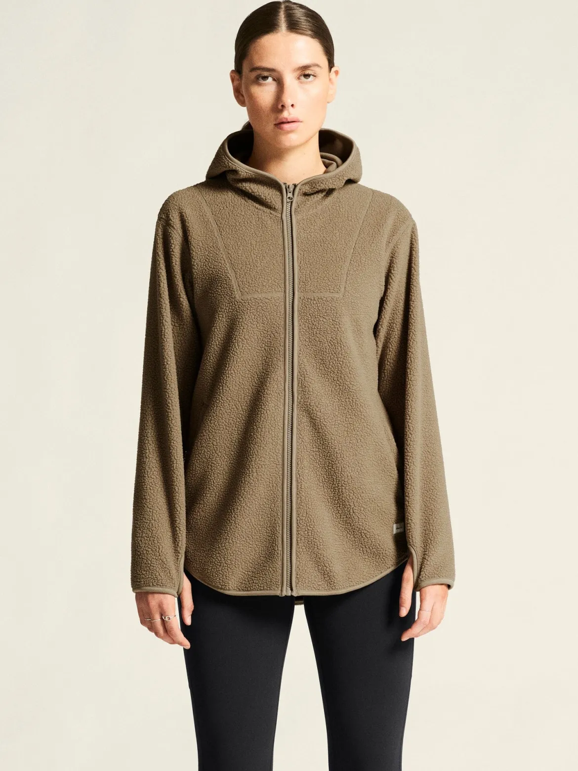 Women's Join Pile Fleece Full-Zip Hood - Taupe