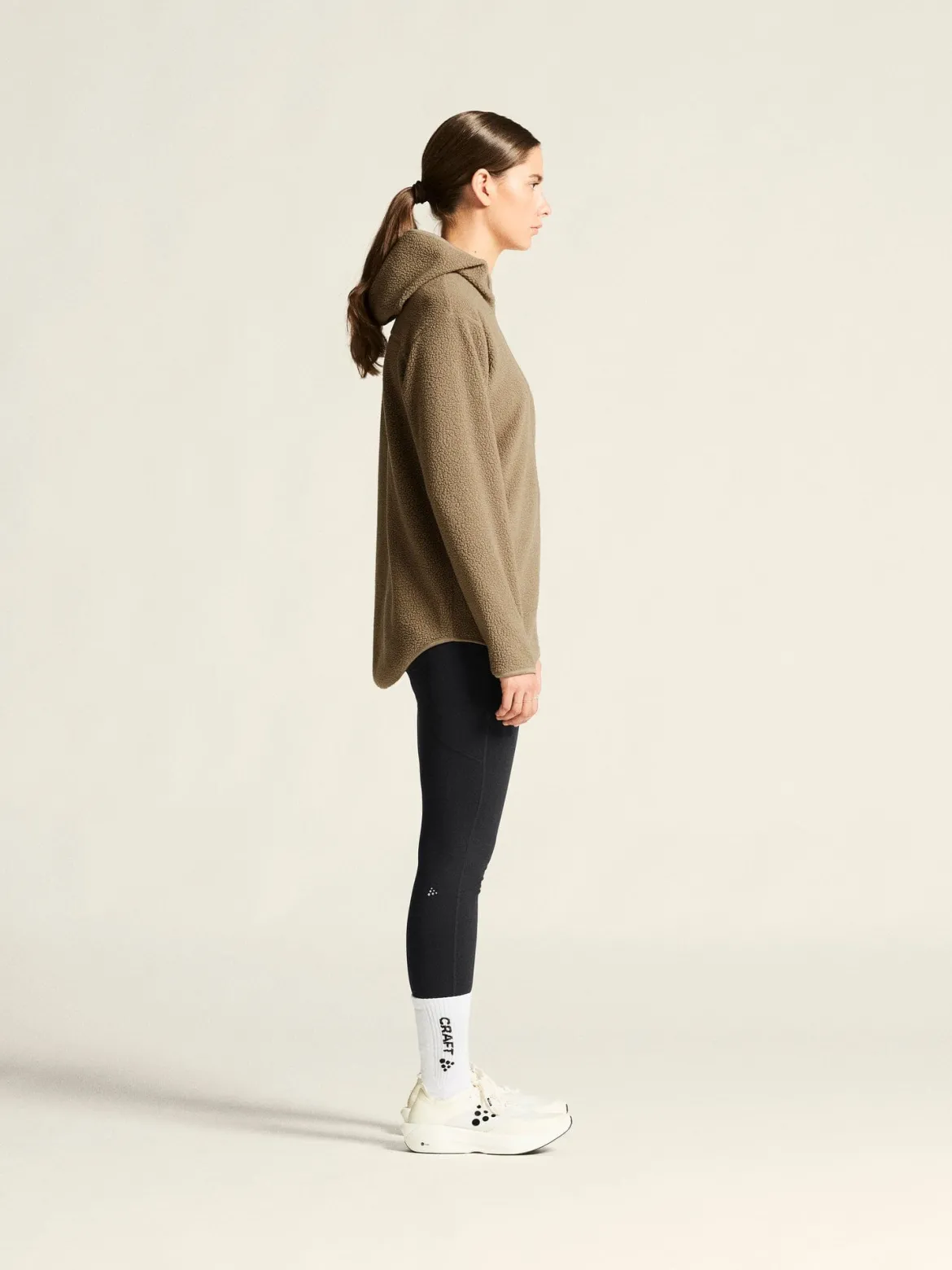 Women's Join Pile Fleece Full-Zip Hood - Taupe