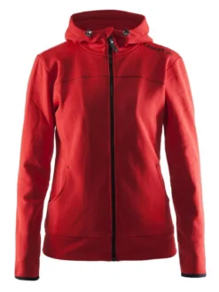 Women's Leisure Full Zip Hood - BRIGHT RED/BLACK