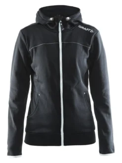 Women's Leisure Full Zip Hood - BLACK/PLATINUM