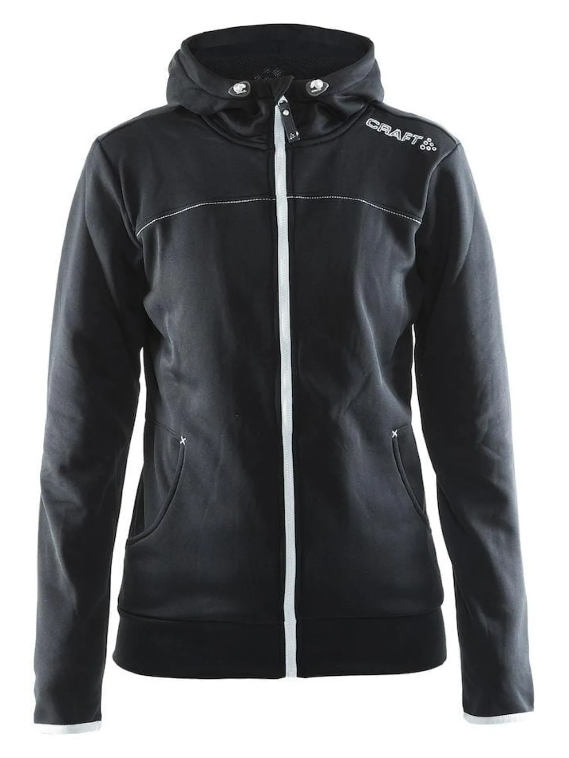 Women's Leisure Full Zip Hood - BLACK/PLATINUM