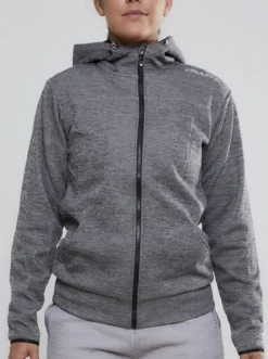 Women's Leisure Full Zip Hood - DARK GREY MELANGE