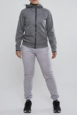 Women's Leisure Full Zip Hood - DARK GREY MELANGE