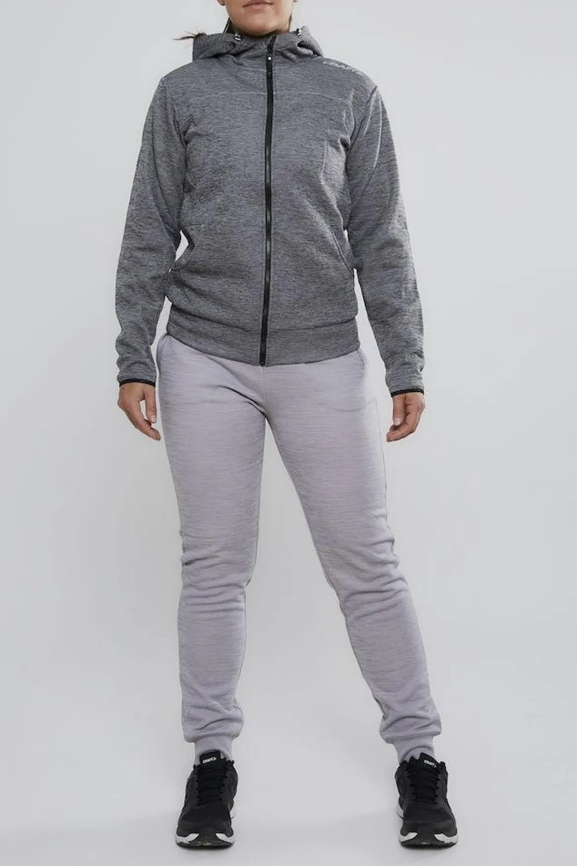 Women's Leisure Full Zip Hood - DARK GREY MELANGE