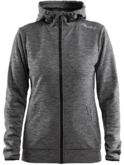 Women's Leisure Full Zip Hood - DARK GREY MELANGE