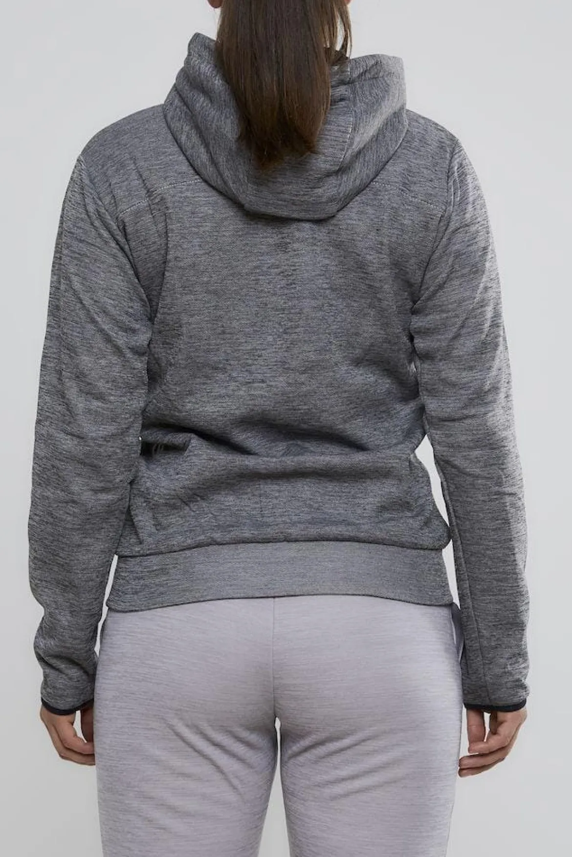 Women's Leisure Full Zip Hood - DARK GREY MELANGE