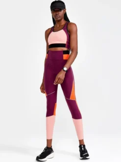 Women's Pro Charge Blocked Training Sport Top - BURGUNDY-BLEIKUR