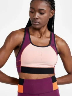 Women's Pro Charge Blocked Training Sport Top - BURGUNDY-BLEIKUR