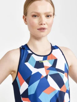Women's Pro Dazzle Camo Running Singlet - BLAZE/P DAZZLE CAMO