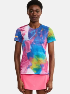 Women's Pro Hypervent Jaquard Running Tee - FUCHSIA/MULTI