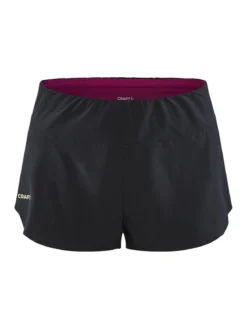 Women's Pro Hypervent Running Split Shorts - BLACK-ROXO