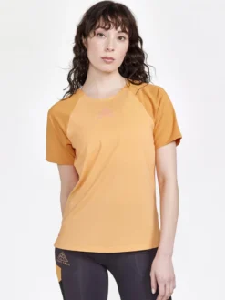Women's Pro Trail Running Short Sleeve Tee - PEACH-DESERT