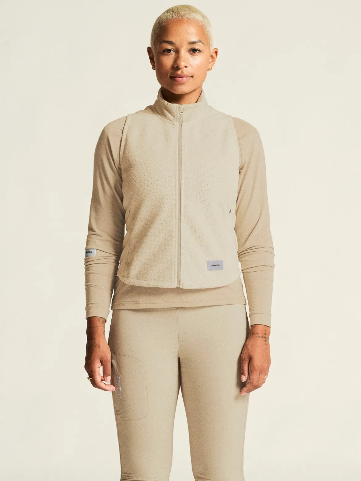 Women's SubZ Fleece Running Vest - Plaster