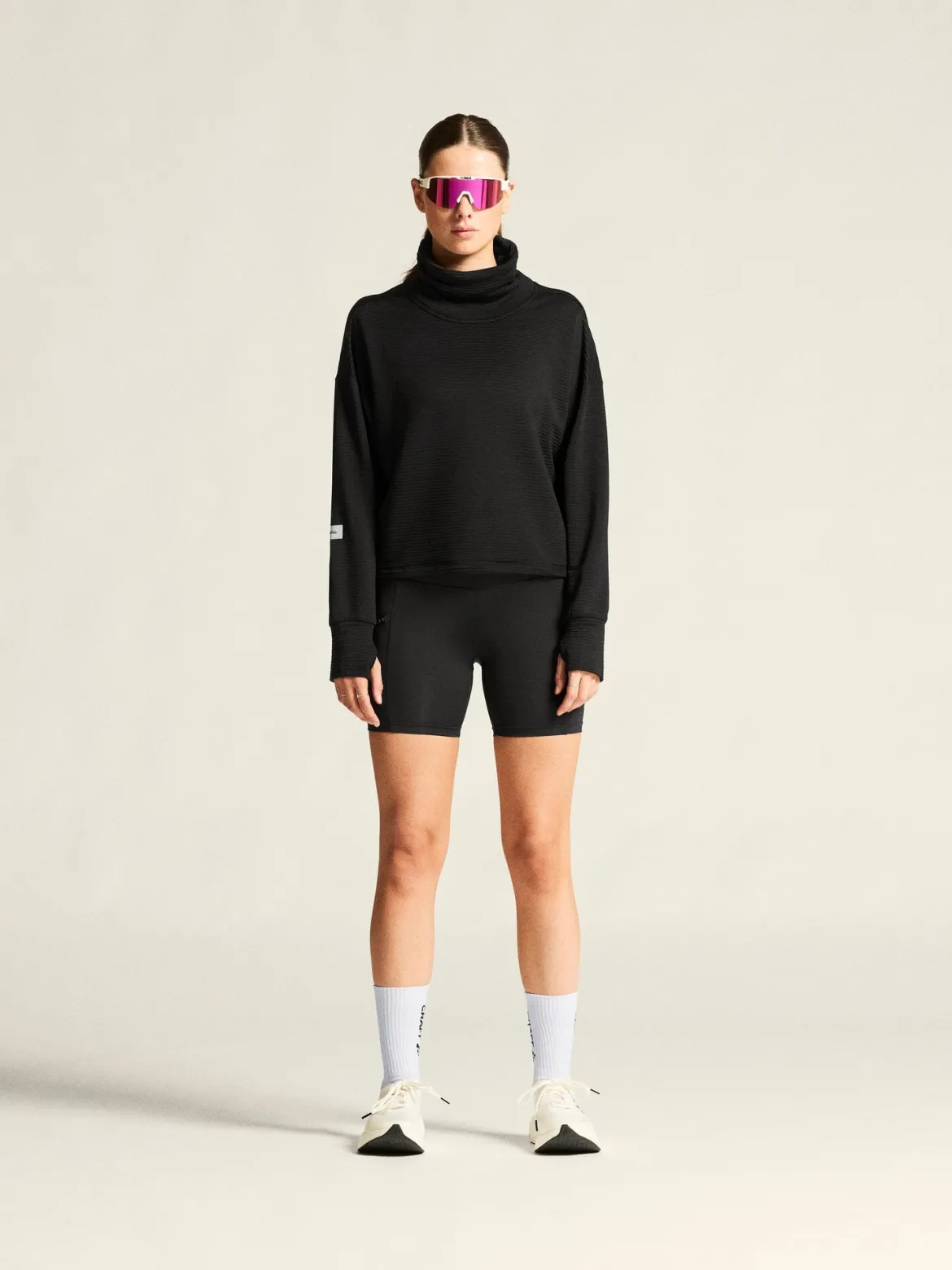 Women's SubZ Funnelneck Running Jersey - Black