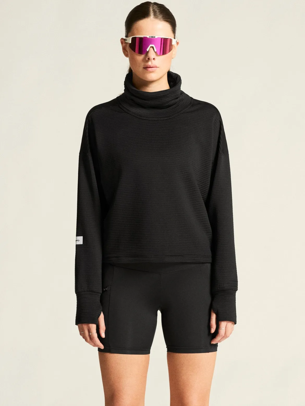 Women's SubZ Funnelneck Running Jersey - Black