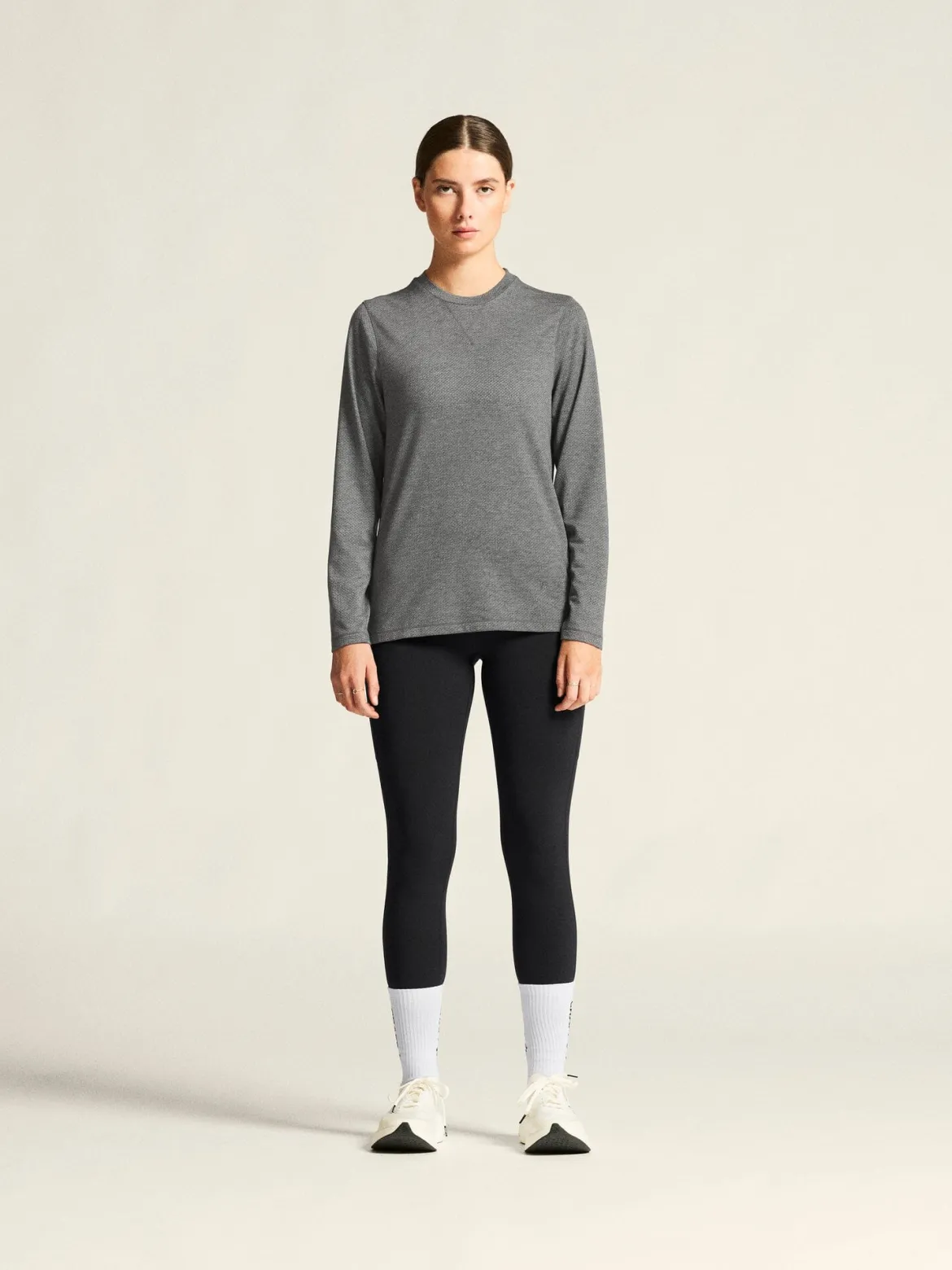 Women's Thermal Mesh CN - Dk Grey Melange