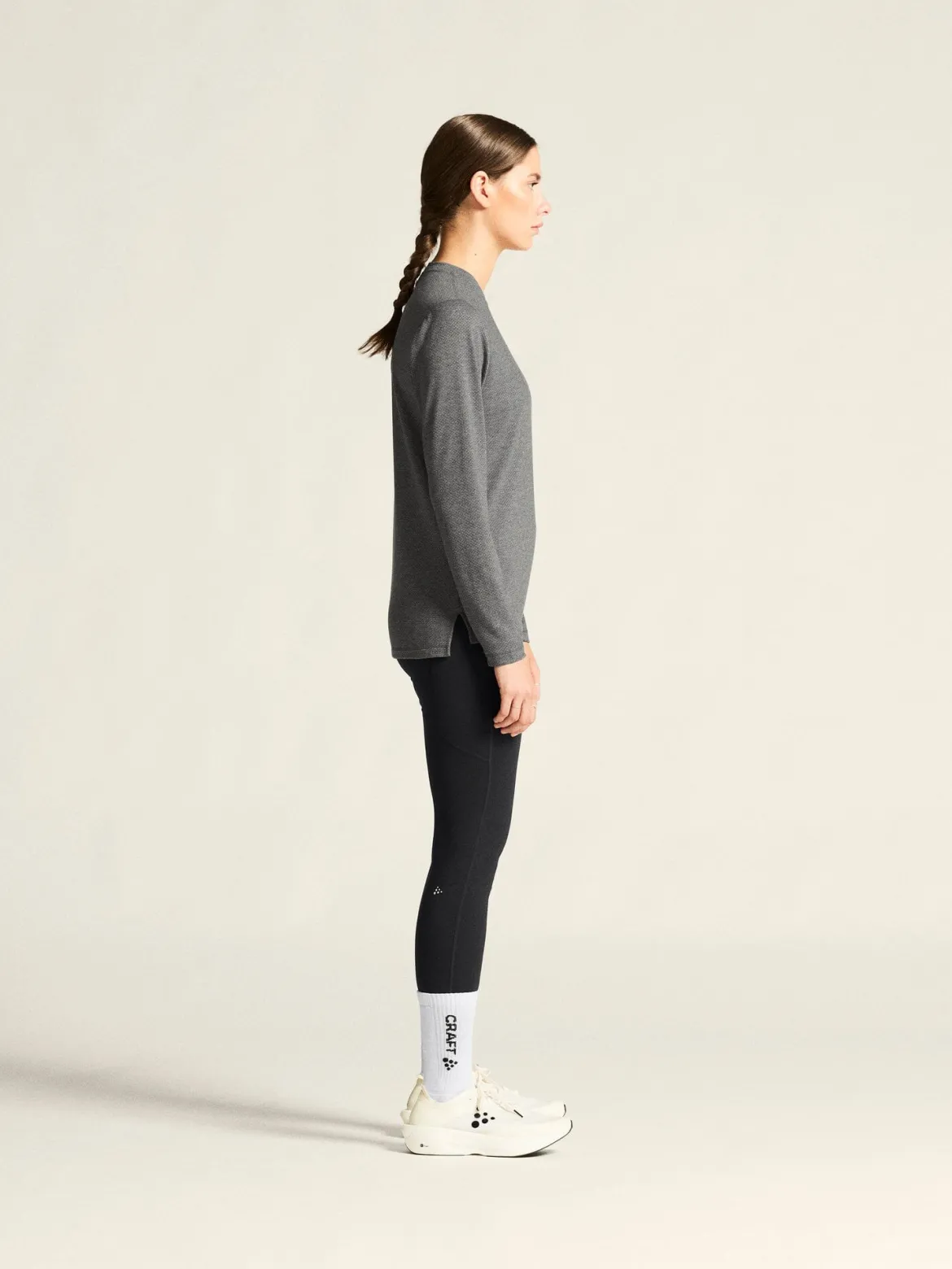 Women's Thermal Mesh CN - Dk Grey Melange